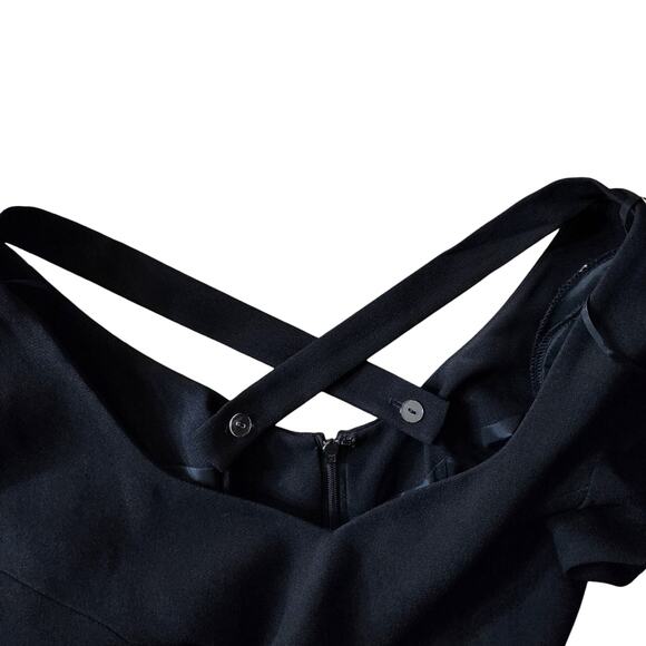 Preview Collection Pencil Dress 2 Womens Black Scoop Neck Cross Back Slit Gothic - Picture 6 of 11